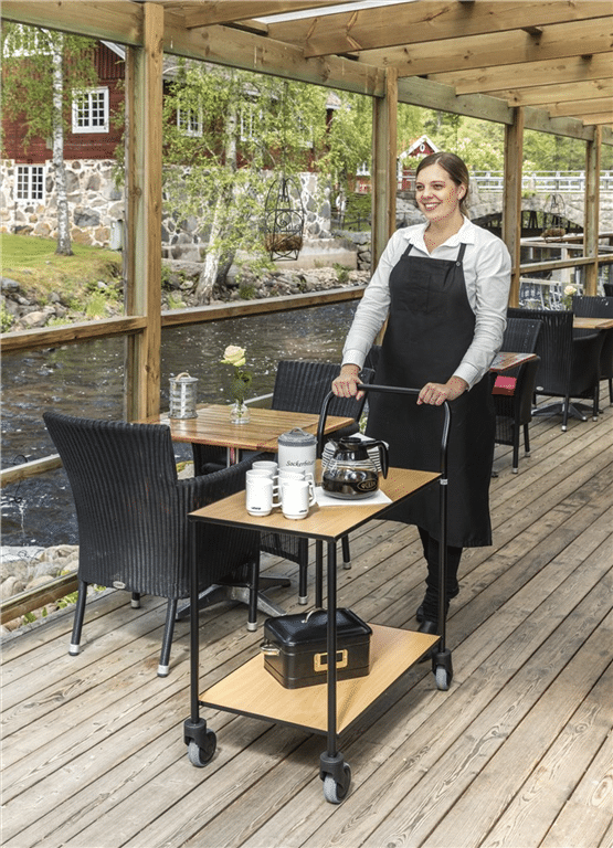 Kontorsvagn med 2 hyllplan i bok - Antracitgrå ram - Bild 3