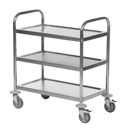 Rostfri vagn med 3 plan 710x400x805 mm
