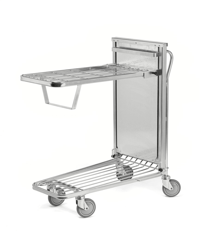 Butiksvagn med fjädrande hyllplan