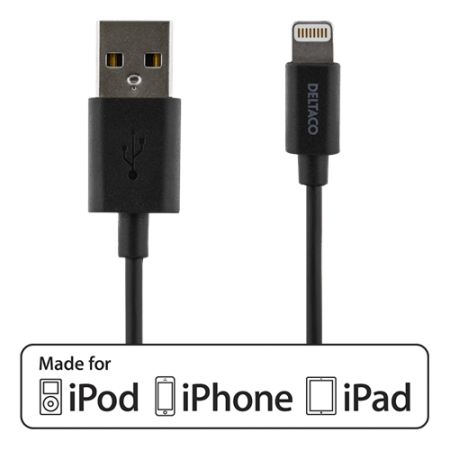 Synk - laddkabel | USB till Lightning | 50 cm svart