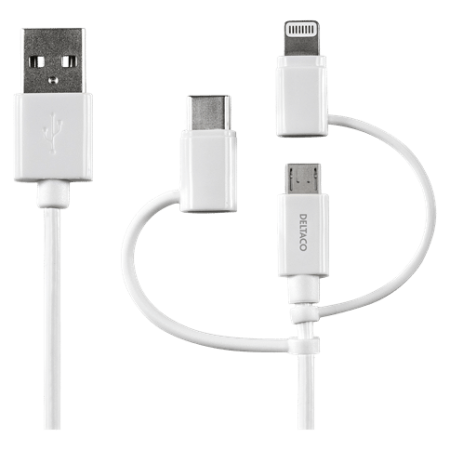 Laddkabel USB-C - Micro USB och Lightning | Universalladdare