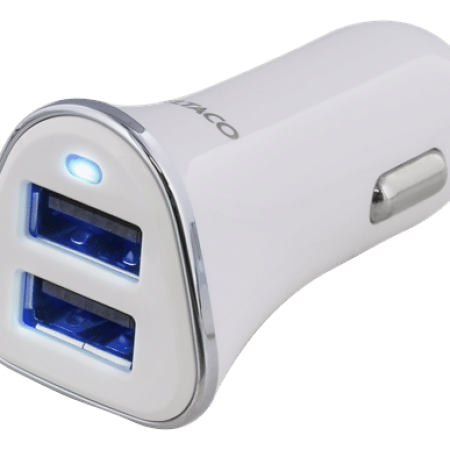 USB-CAR101 Billaddare 2xUSB-A | Ladda 2 enheter samtidigt