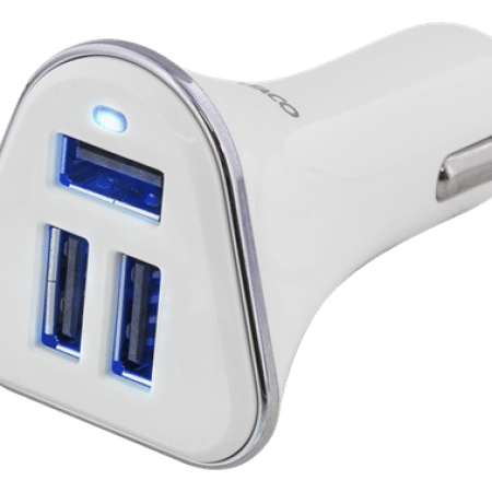 USB-CAR102 Billaddare 3xUSB-A | Ladda mobil och padda samtidigt