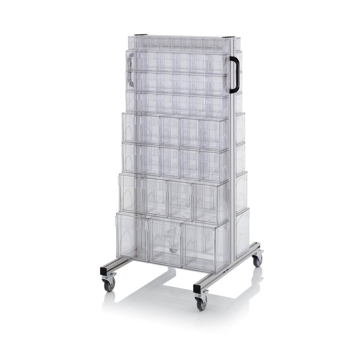 Mobilt backställ med 88 st transparenta vipplådor - Bild 2