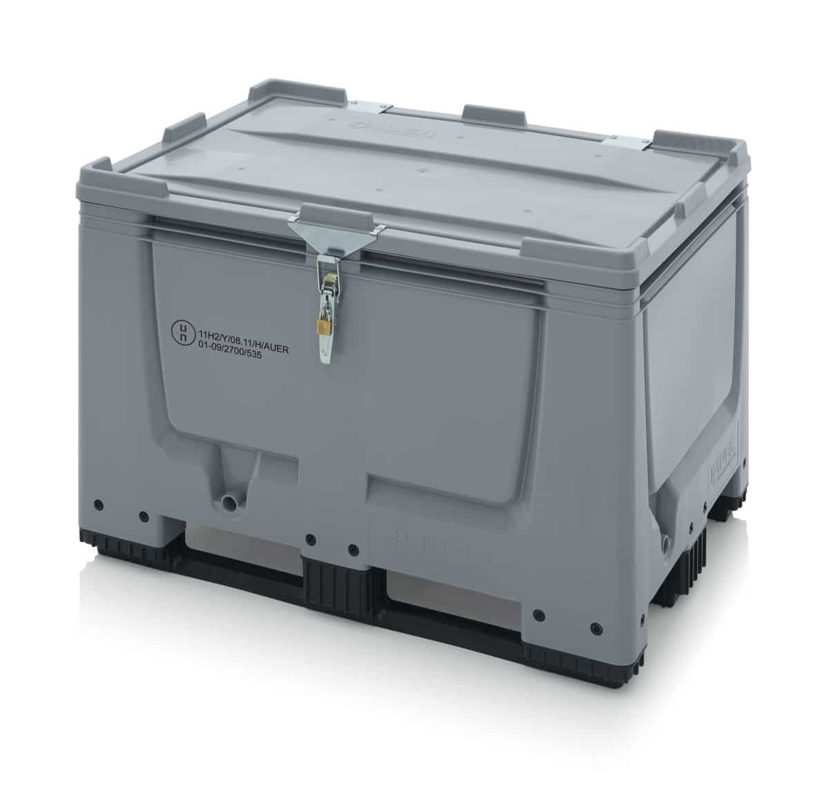 UN Godkänd pallcontainer i plast 1200x800x790 mm - Låsbar
