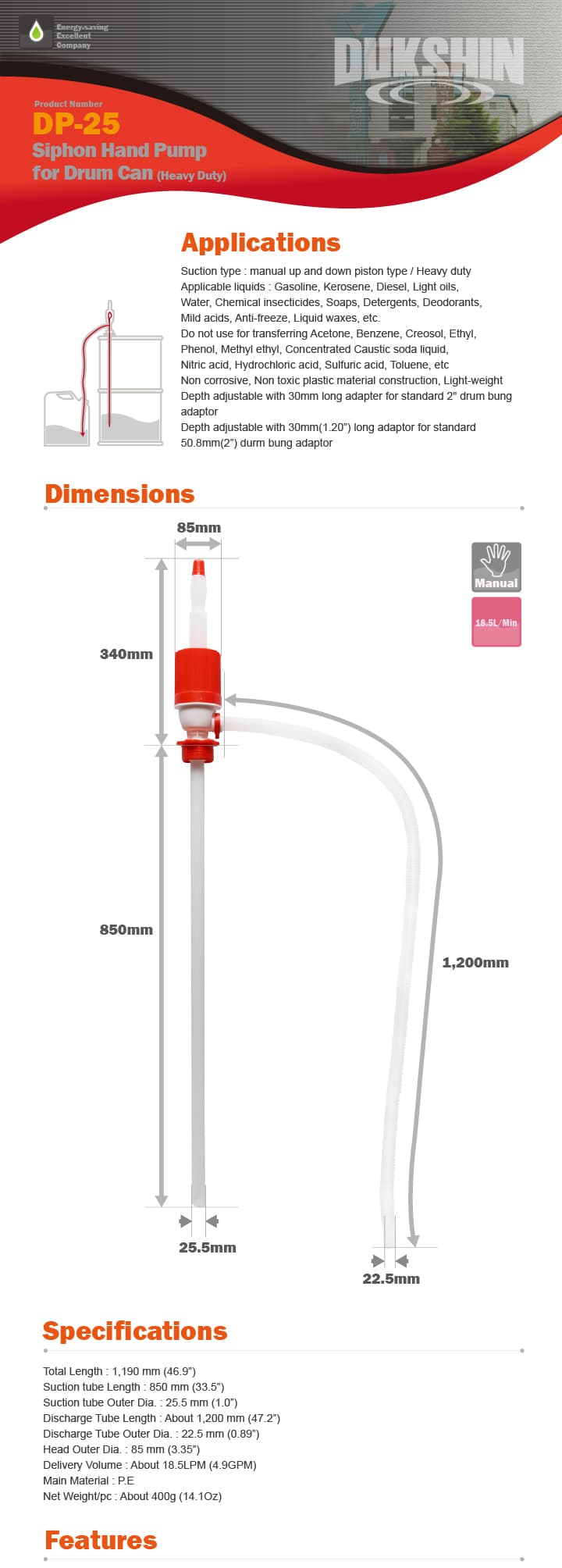 Manuell fatpump - kolvpump 18,5 lpm - Bild 2