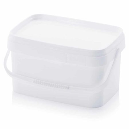 25-pack vit rektangulär hink med lock - Livsmedelsgodkänd